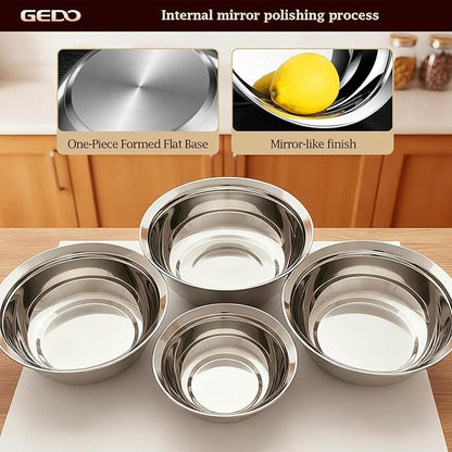 GEDO Stainless Steel 3pcs, Nesting Design, Professional Kitchen Bowls - Image 6