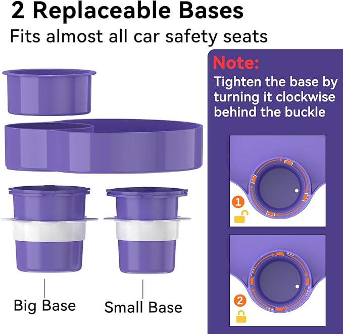 [2 Packs] Kids Car Seat Tray, Travel Tray with Cup Holder for Toddler Baby, Kids Car Seat Food Snack Organizer for Road Trip, Stroller snack Organizer Travel Must Haves (Purple, 2 PCS)