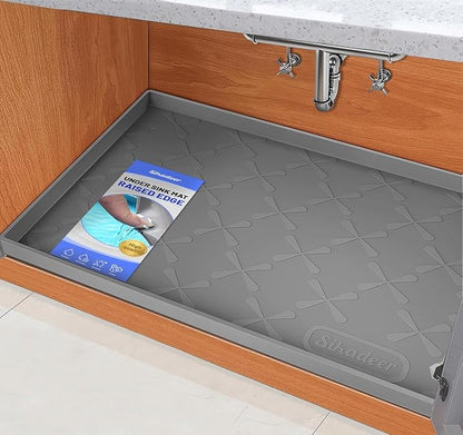 SIKADEER 28" x 22" Under Sink Mat Waterproof, Silicone Mat Kitchen Drawer Shelf by SIKADEER