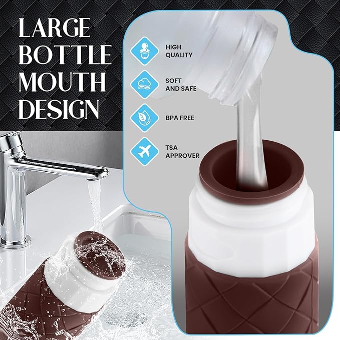 Travel Bottles for Toiletries, TSA Approved Silicone Travel Size Containers for Toiletries, BPA Free Leak Proof Refillable Essentials Accessories, Shampoo and Conditioner Bottles (Forest Green)