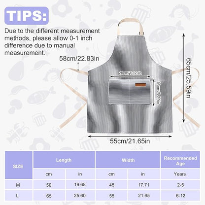 2 Pack Stripes Kids Apron, Kids Cooking Aprons - Image 2