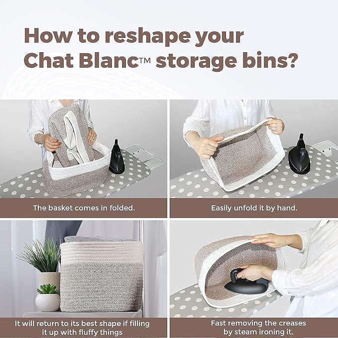 CHAT BLANC Cotton Rope Baskets for Organizing | Storage Baskets for Shelves | - Image 9