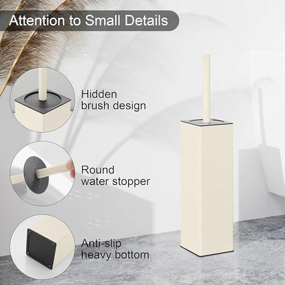 BGL Standing Toilet Brush and Holder Matte White Aluminium Toilet Bowl Cleaner - Image 4