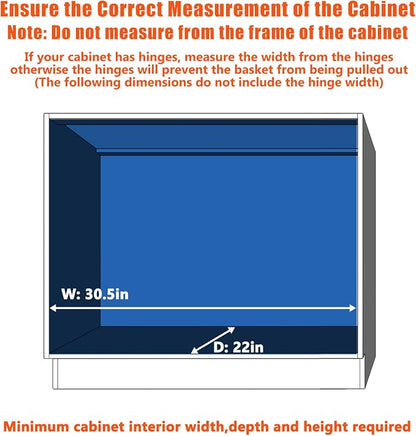 ROOMTEC Pull Out Cabinet Organizer, Cabinet Pull Out Shelves 30" W x 21½" D - Image 4