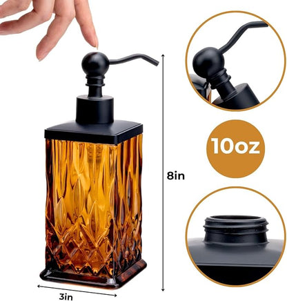 10Oz Amber Glass Soap Dispenser, Heavy Glass & Leak-Proof Rust-Resistant Pump - Image 7