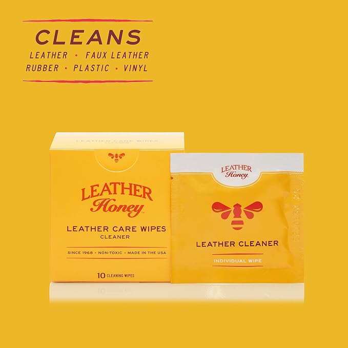 Leather Honey Cleaner Wipes: Clean Leather On-The-Go. 10 Cleaning Wipes - Image 2
