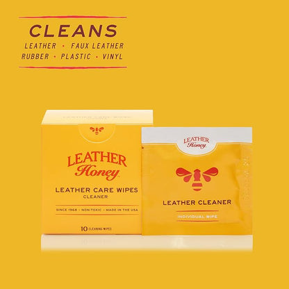 Leather Honey Cleaner Wipes: Clean Leather On-The-Go. 10 Cleaning Wipes - Image 2