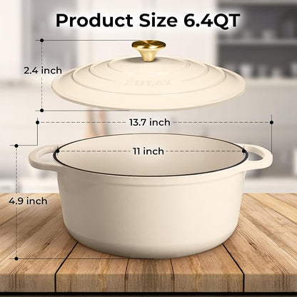 Zulay Kitchen 6 Quart Enameled Cast Iron Dutch Oven Pot - Image 8