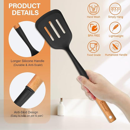 Large Silicone Kitchen Utensils Set, Heat Resistant and BPA Free Silicone - Image 3