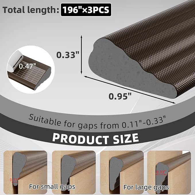 3Pcs×196" Wedge Weather Stripping Door Seal Strip - Image 2