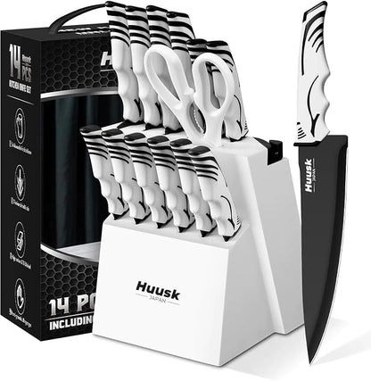 Huusk Knife Block Set with Sharpener by HuuskKnife