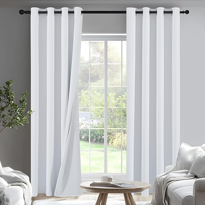 PONY DANCE White Total Blackout Curtains 84 inch Length 2 Panels Set, 100% by PONYDANCE