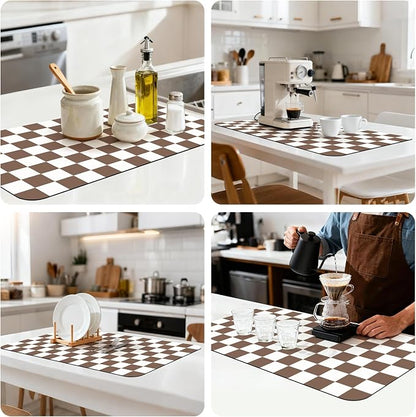 17" x 32" Checkered Dish Drying Mat - Image 8