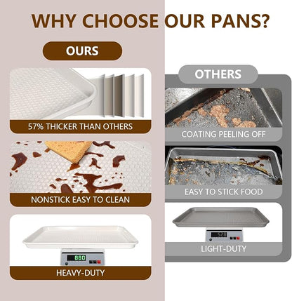 Wildone 2 Pack Half Sheet Baking Pans, Honeycomb Embossed Nonstick Baking Sheet - Image 8