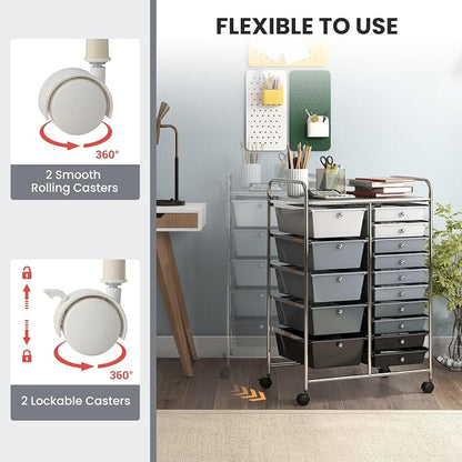 GOFLAME 15-Drawer Rolling Storage Cart, Utility Cart - Image 5