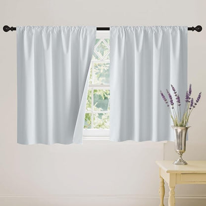 RYB HOME 100% Blackout White Short Curtains, Thermal Insulated Total Room by RYBHOME