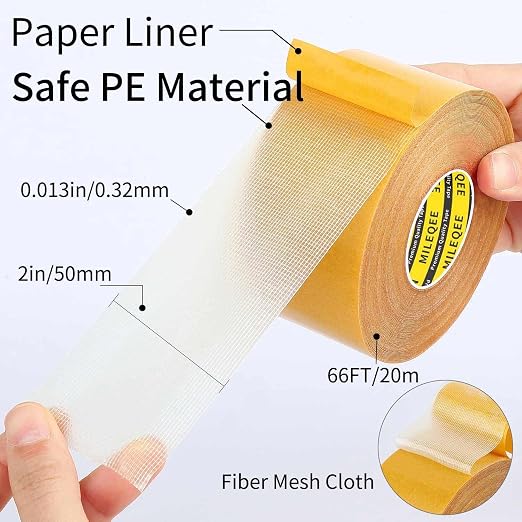 3Pack Double Sided Tape Heavy Duty, 2in x 66FT, Super Sticky Resistente Clear - Image 2