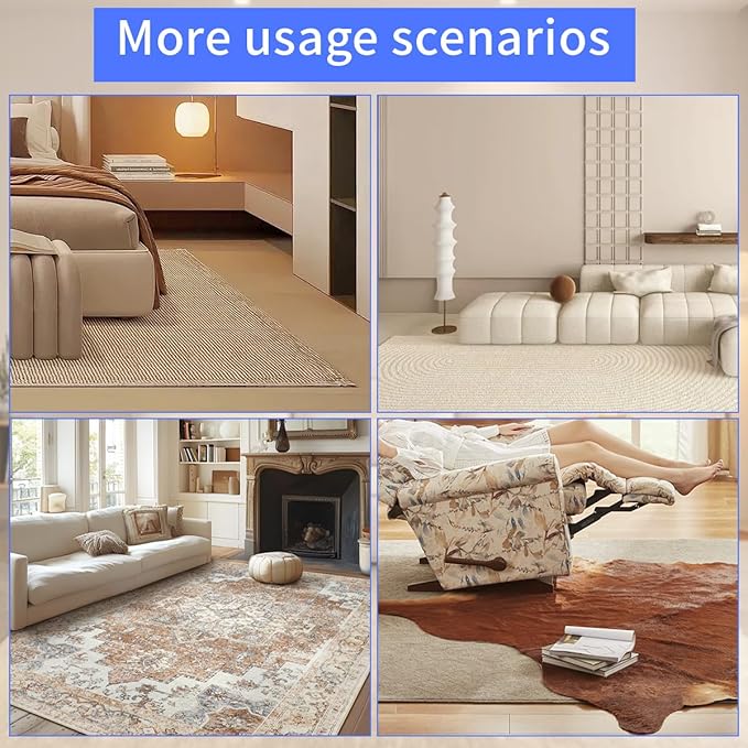Extra Large Area Rug Cushioned Carpet Pad, 6x9 Ft, Thick Felt Pad for All Floors, Keeps Rug in Place Soft