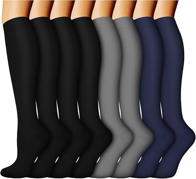 ACTINPUT 8 Pairs Compression Socks for Women & Men,Support Compression Stockings for Medical Running Athletic