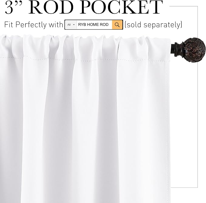 RYB HOME White Curtains for Bedroom - Image 3