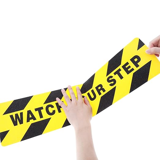 Boao 2 Pieces Watch Your Step Stickers Sign 6 x 24 Inch Caution Watch Your Step - Image 5