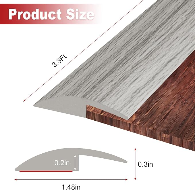 3.3Ft Carpet Floor Transition Strip, Self Adhesive Floor Edging Trim Strip - Image 2
