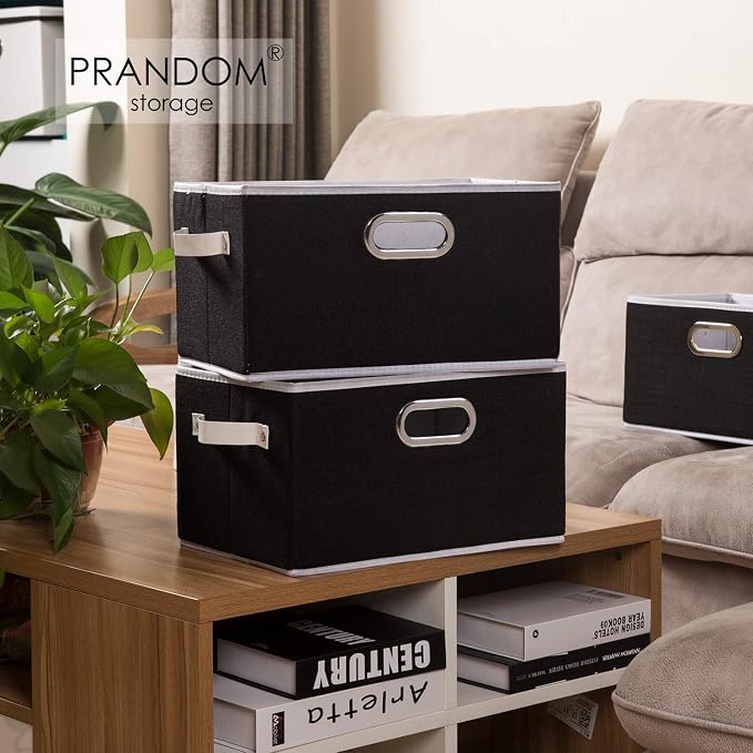 PRANDOM Fodable Storage Bins for Closet Decorative Fabric Storage Baskets Cubes - Image 2