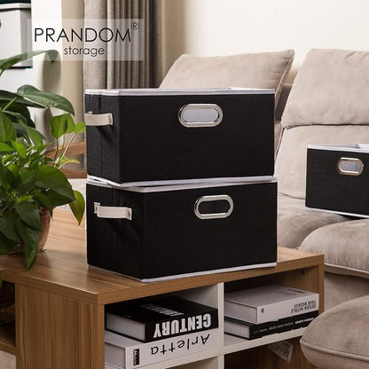 PRANDOM Fodable Storage Bins for Closet Decorative Fabric Storage Baskets Cubes - Image 2