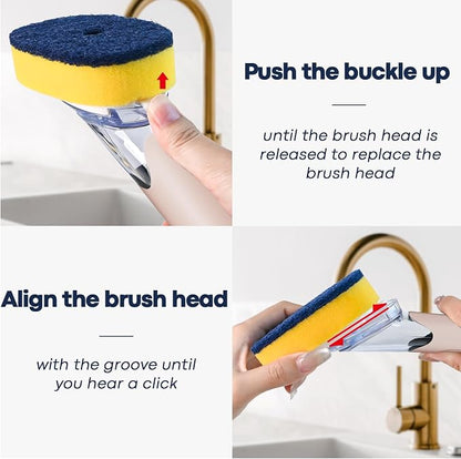 Dish Brush with Soap Dispenser Storage Set with 2 PCS Sponge Refills & Holder - Image 4