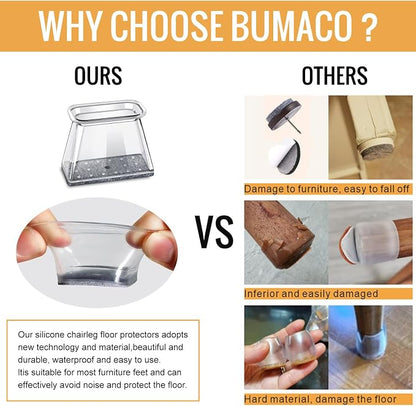 BUMACO Chair Leg Floor Protectors Rectangle Chair Leg Protectors - Image 6