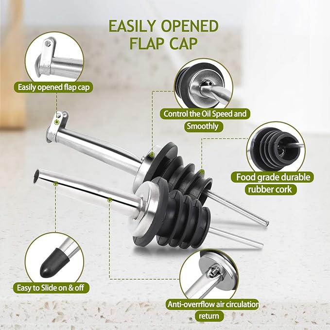 AOZITA 17 oz Glass Olive Oil Dispenser Bottle Set - 500ml Clear Oil & Vinegar - Image 4