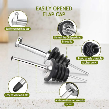 AOZITA [2 PACK 17 oz Glass Olive Oil Dispenser Bottle Set - 500ml Dark Green - Image 5