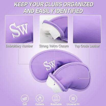 FINGER TEN Premium Synthetic Leather Stylish Iron & Wedge Golf Head Covers - Image 3