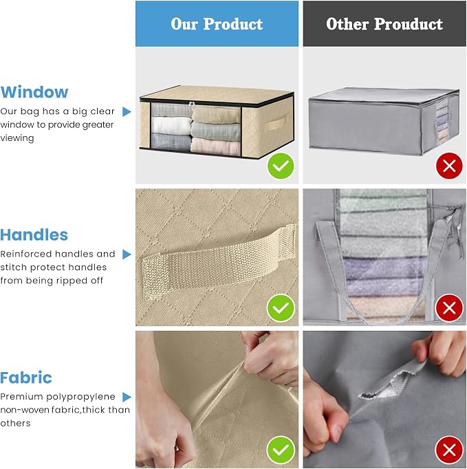 HomeHacks Storage 4-Pack Clothes Organizer Storage Bags Foldable Storage Box - Image 5