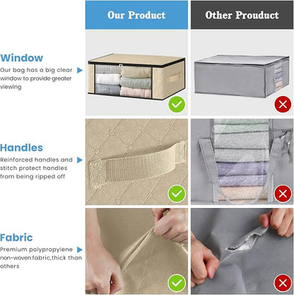HomeHacks Storage 4-Pack Clothes Organizer Storage Bags Foldable Storage Box - Image 5