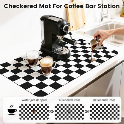 17" x 32" Checkered Dish Drying Mat - Image 3