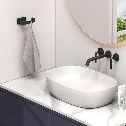 Angle Simple Double Towel Hook Matte Black, Stainless Steel Bathroom Towel - Image 2