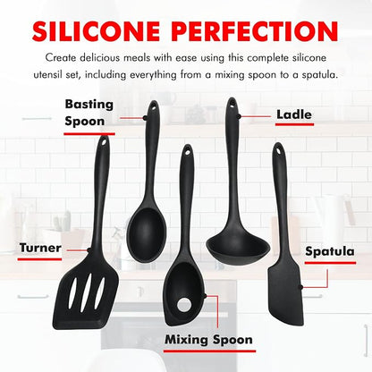 Chef Craft Premium Silicone Kitchen Tool and Utensil Set, 5 Piece - Image 4