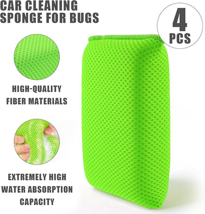 4 PCS Bug Scrubber Sponge Car, Bug Remover Wash Sponge，Car Cleaning Sponge - Image 4