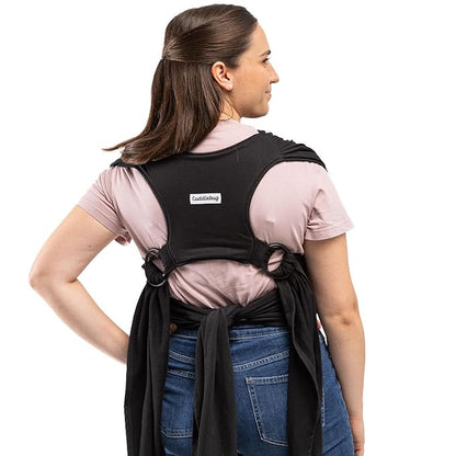 CuddleCarry™ Pre-Wrapped Baby Ring Sling by CuddleBug - Adjustable, Lightweight Baby Carrier Wrap - Ergonomic Front Carry for Newborn to Toddler (0-36m, 8-35 lbs) - Black