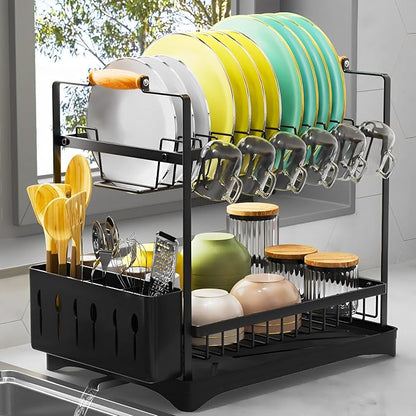 2-Tier Large Dish Drying Rack for Kitchen Counter by PXYHMUS