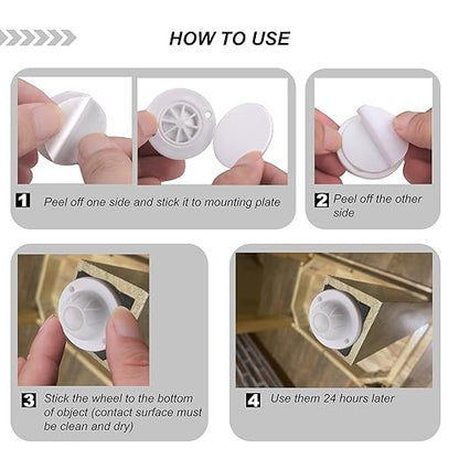 PlusRoc 4 Pack Self Adhesive Caster Wheels - Image 6