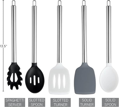 COOK WITH COLOR Silicone Cooking Utensils, Kitchen Utensil Set, Cooking Utensils - Image 4