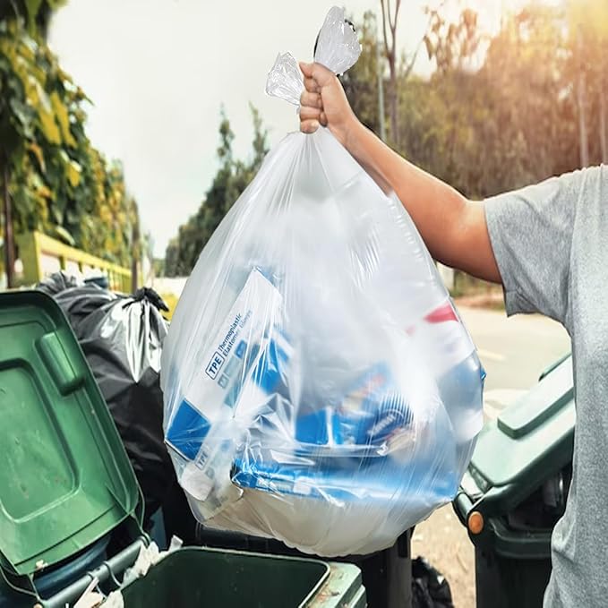 Trash Bags 13 Gallon, 1000 Count Bulk Value Pack, Clear Plastic Recycling Garbage Bags, Multi-purpose Tall Kitchen Trash Bags Can Liners for Business Home Commercial and Industrial