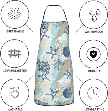 Nautical Coastal Oven Mitts Pot Holders Cooking Apron Set of 5 Silicone - Image 5