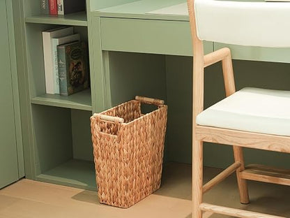 6 Gallon Wicker Trash Can with Wooden Handle, Wicker Waste Basket - Image 4