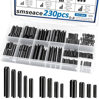 230Pcs Roll Pin Set SAE 1/16 5/64 3/32 1/8 5/32 3/16 7/32 1/4 5/16 3/8 Inch by Seept