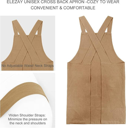 ELEZAY Aprons for Women with Pockets Plus Size Comfort Cross Back No Tie Cotton - Image 2