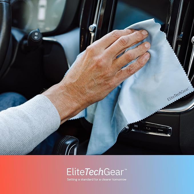 Elite Screens Microfiber Cleaning Cloth - Pack of 12, 12" x 12", Blue - Streak-Free Vision & Glasses Wipes - Quick-Dry Reusable & Eyeglass Wipes - Portable & Screen Cleaning Cloth
