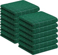 Homaxy 100% Cotton Terry Kitchen Towels(Dark Green, 13 x 28 inches), Checkered Designed, Soft and Super Absorbent Dish Towels, 12 Pack